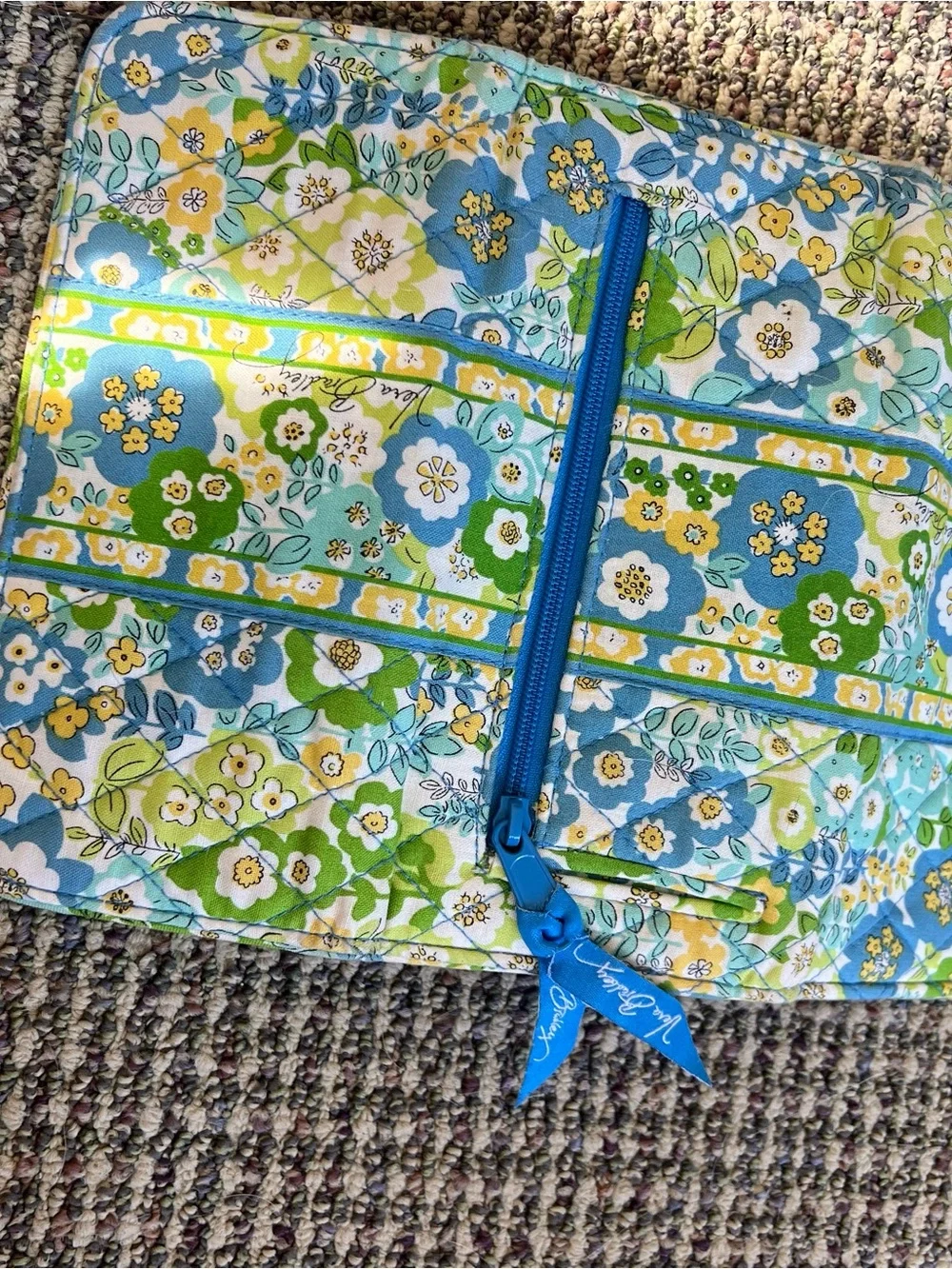 Y2K Vera Bradley Ditsy Floral Quilted Wallet in Blue, Green & Yellow - Picture 5 of 5
